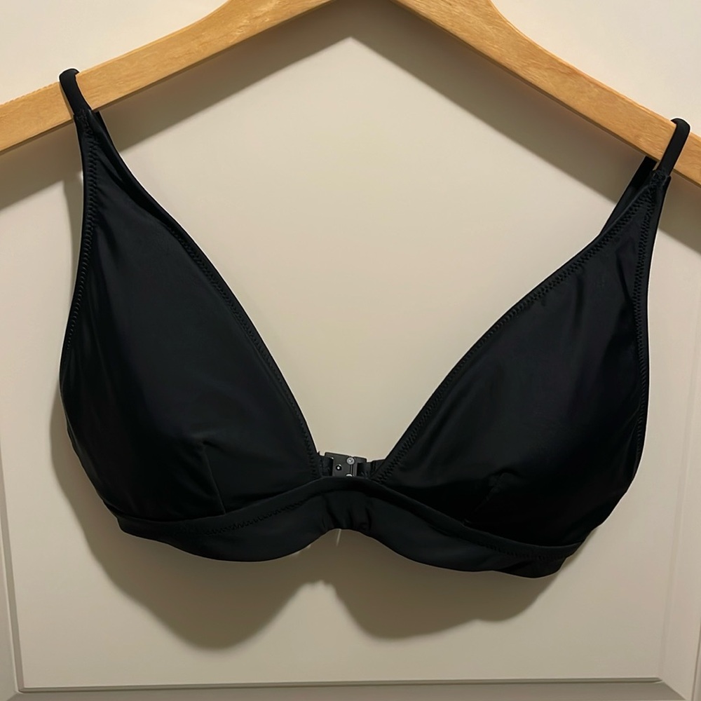 J. Crew Plunge bikini top, black, size small.